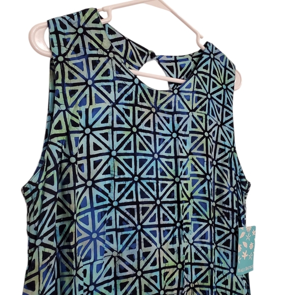 Bali Batiks Hand Painted Sleeveless Keyhole Back Resort Wear Dress - Medium - Picture 2 of 5